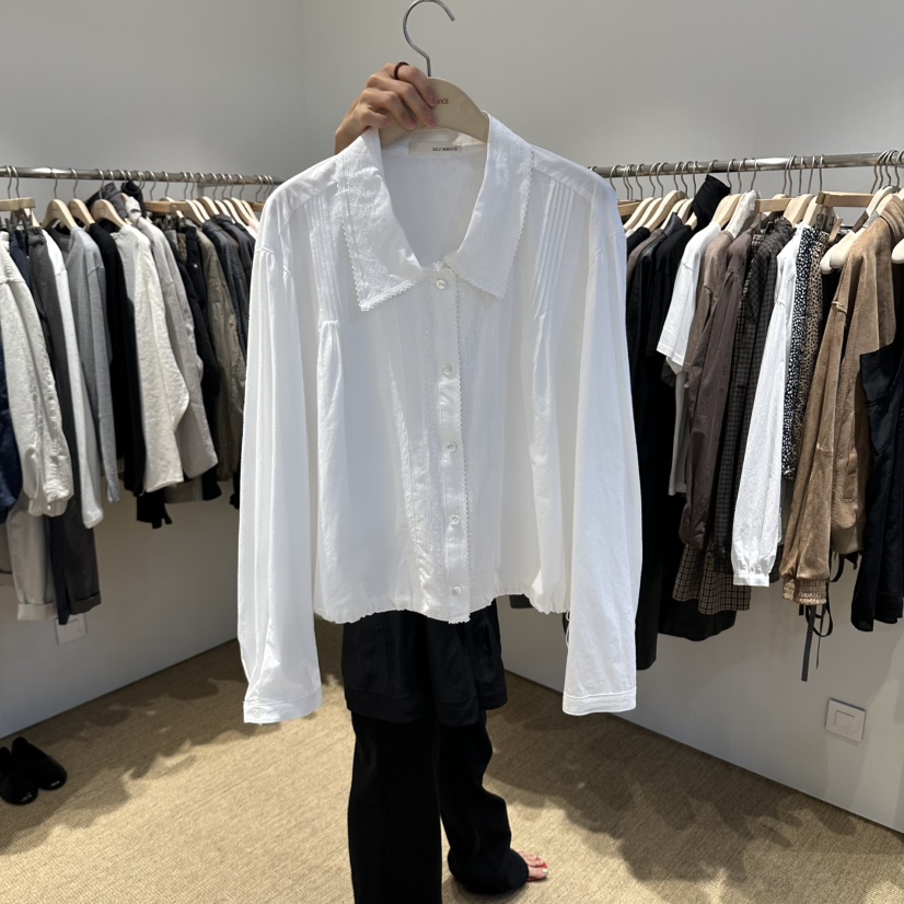 SELF SERVICE/MASOF韓國代購26秋冬新品真品襯衫蕾絲衫褶裥SELF SERVICE/MASOF襯衫/蕾絲衫圖色1