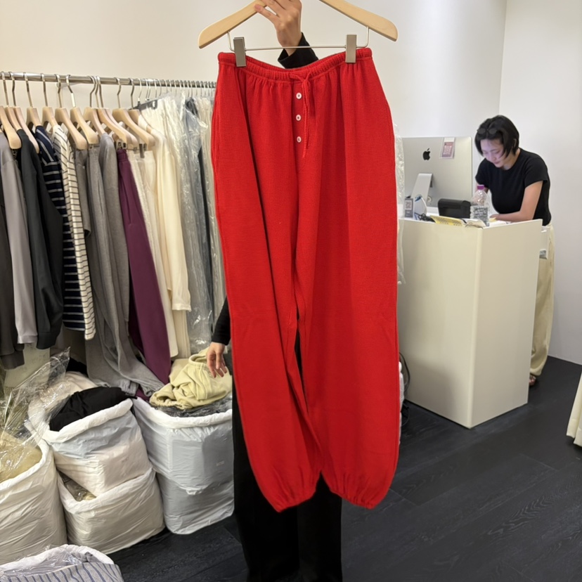 POSTMODERN東大門實拍女裝新品熱賣休閑褲華夫格紐扣運動POSTMODERN休閑褲圖色3
