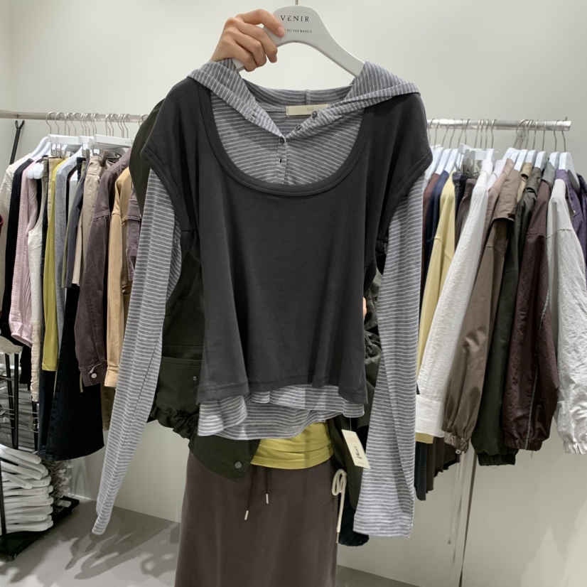 VENIR-A東大門實拍女裝新款熱賣休閑時尚T恤不含內搭深U領VENIR-AT恤圖色5