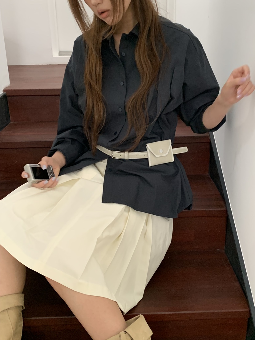 MOMENTUM韓國代購女士新款職業時尚26春夏襯衫蕾絲衫褶裥MOMENTUM襯衫/蕾絲衫