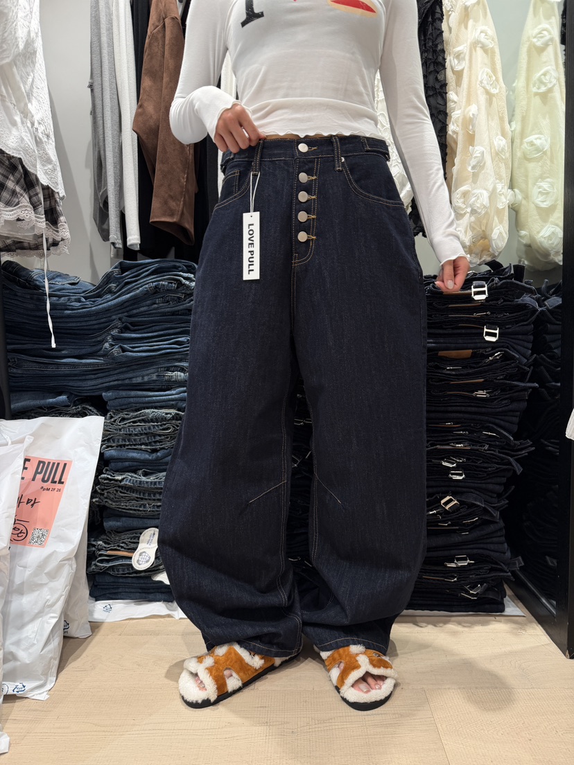 LOVE PULL東大門實拍女裝新品真品休閑時尚推薦牛仔褲紐扣LOVE PULL牛仔褲