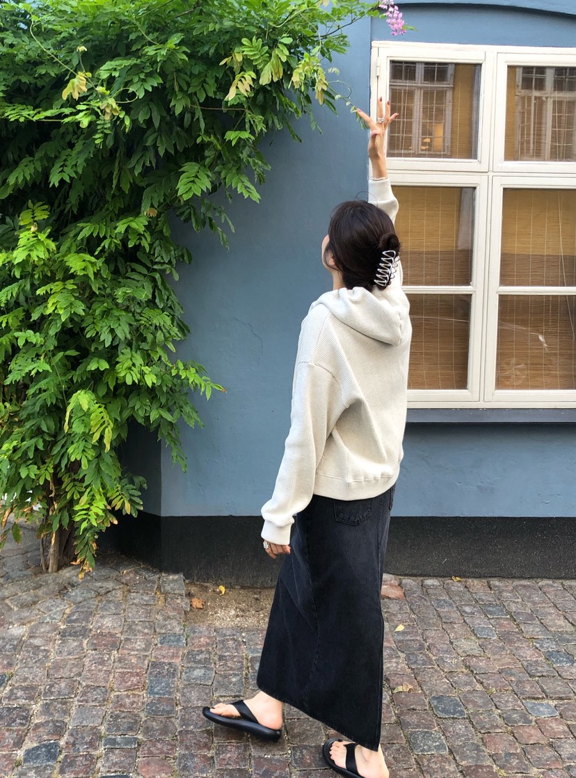 ERUME東大門代購女士新品休閑時尚推薦夾克拉鏈連帽衫華夫格ERUME夾克