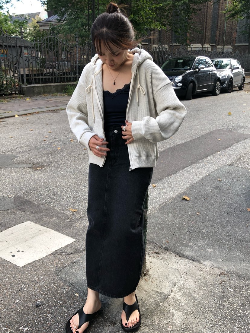 ERUME東大門代購女士新品休閑時尚推薦夾克拉鏈連帽衫華夫格ERUME夾克