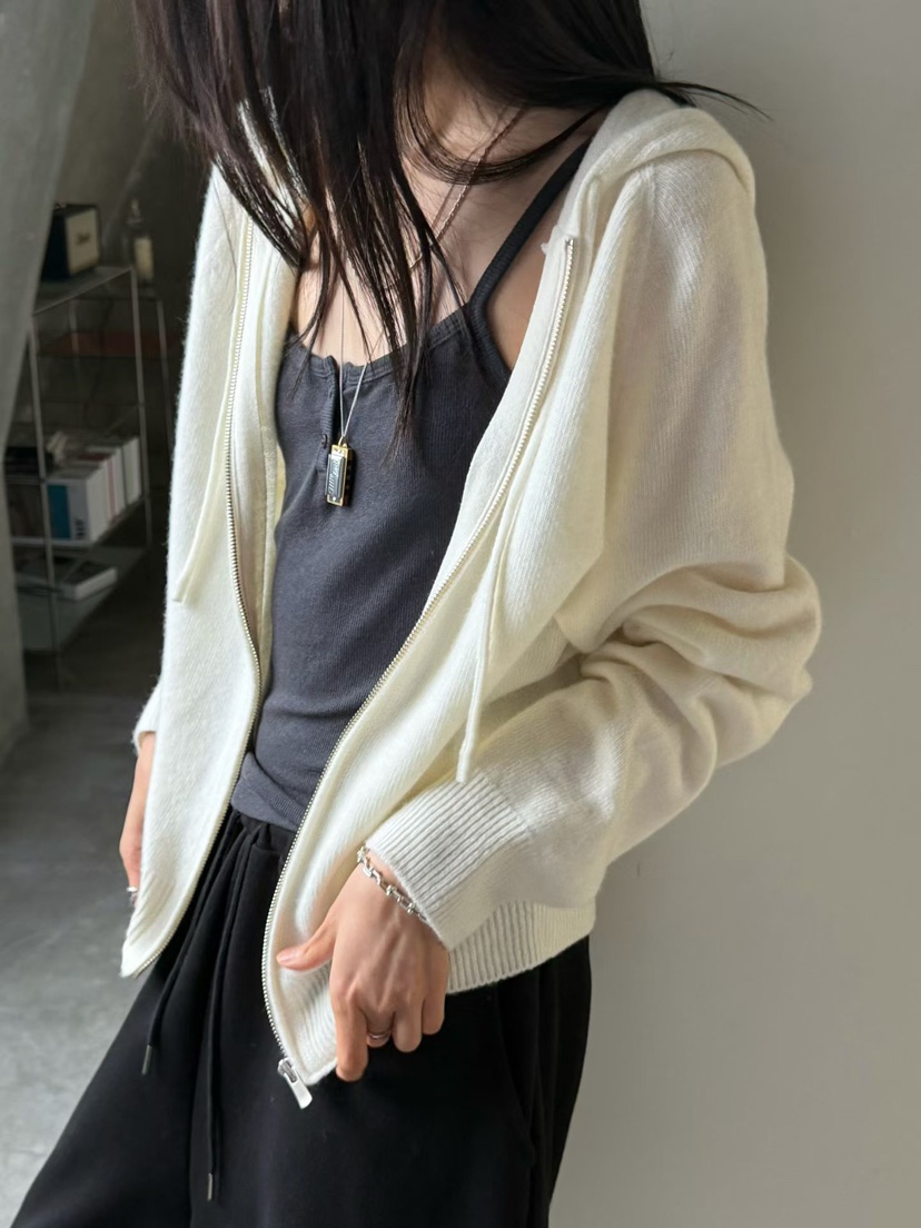 ARKIE/TAF韓國代購女裝新品時尚人氣休閑針織衫拉鏈連帽衫ARKIE/TAF針織衫