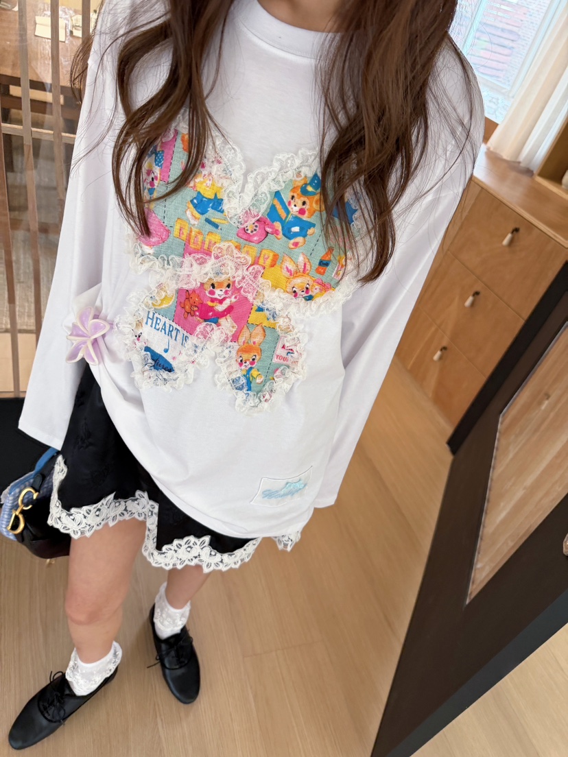 BOUTIQUE-L韓國代購女裝新品熱賣休閑人氣時尚真品長袖T恤BOUTIQUE-L長袖T恤圖色1