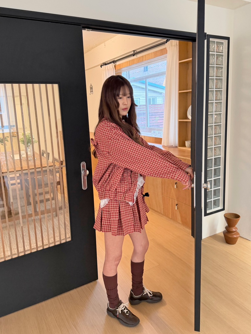 BOUTIQUE-L東大門實拍女士新品休閑真品人氣短裙荷葉邊格紋BOUTIQUE-L短裙