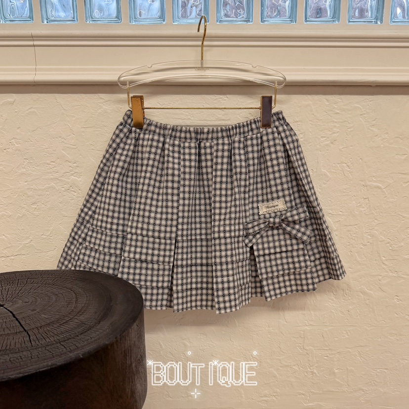 BOUTIQUE-L東大門實拍女士新品休閑真品人氣短裙荷葉邊格紋BOUTIQUE-L短裙圖色1