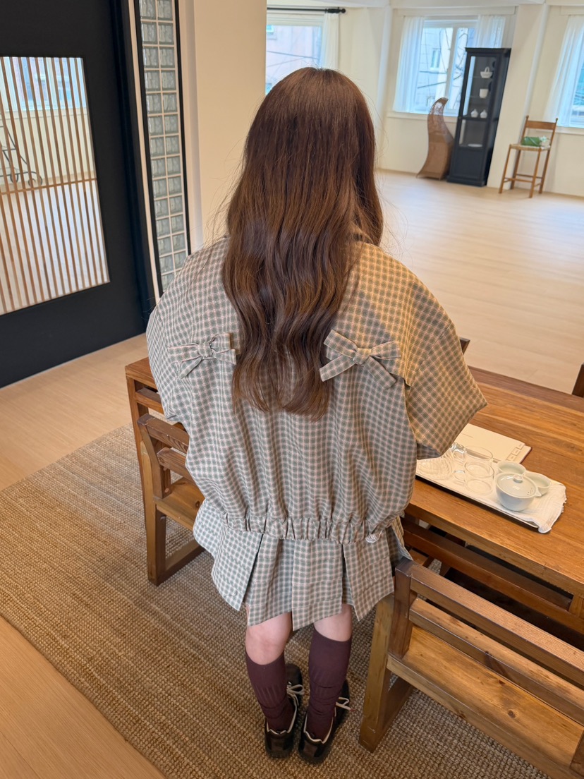 BOUTIQUE-L東大門實拍女士新品休閑推薦真品夾克荷葉邊格紋BOUTIQUE-L夾克