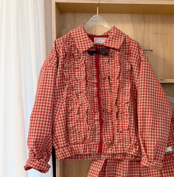 BOUTIQUE-L東大門實拍女士新品休閑推薦真品夾克荷葉邊格紋BOUTIQUE-L夾克圖色1