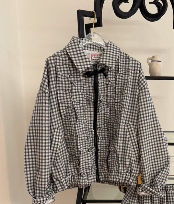 BOUTIQUE-L東大門實拍女士新品休閑推薦真品夾克荷葉邊格紋BOUTIQUE-L夾克圖色2