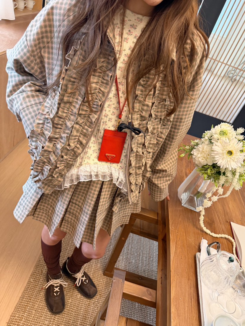 BOUTIQUE-L東大門實拍女士新品休閑推薦真品夾克荷葉邊格紋BOUTIQUE-L夾克圖色3