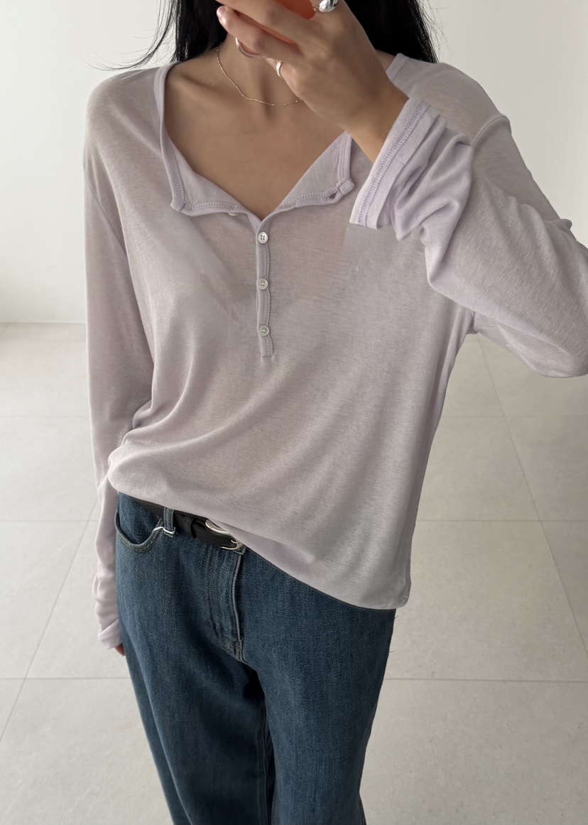 AMY GRACE-A東大門代購女裝新款休閑熱賣推薦長袖T恤紐扣AMY GRACE長袖T恤