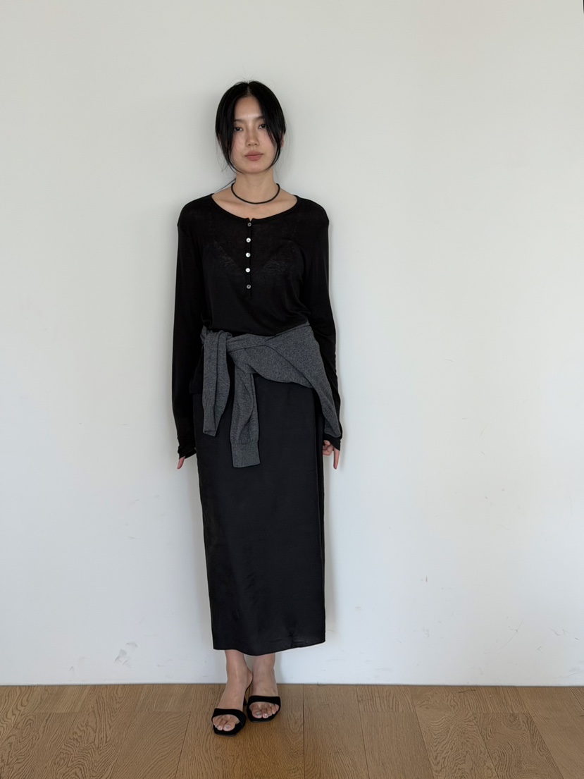 AMY GRACE-A東大門代購女裝新款休閑熱賣推薦長袖T恤紐扣AMY GRACE長袖T恤