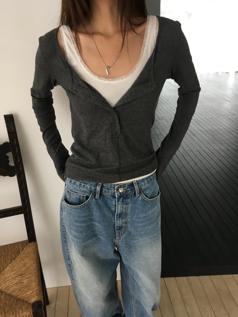 MINIMUZE韓國代購女士新款真品時尚推薦人氣熱賣長袖T恤紐扣MINIMUZE長袖T恤