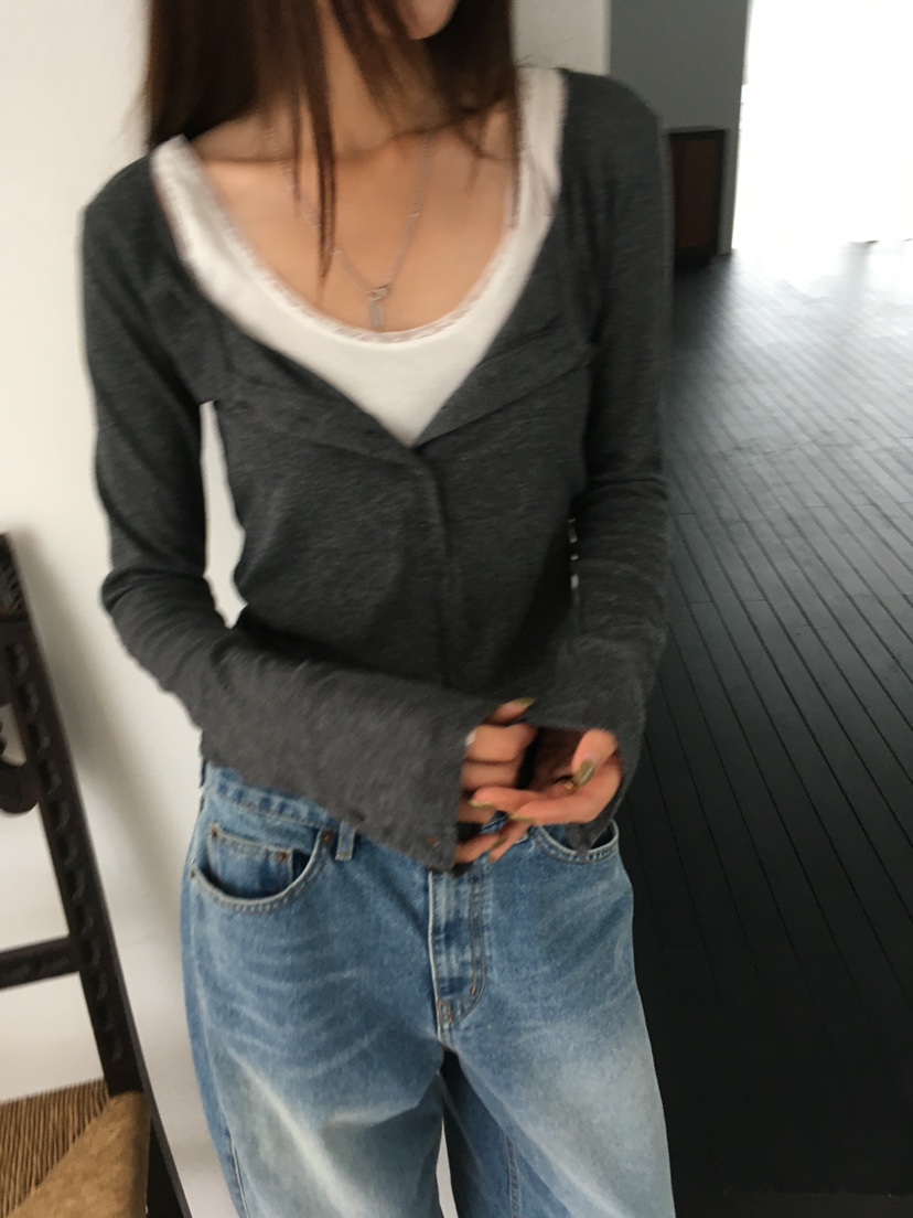 MINIMUZE韓國代購女士新款真品時尚推薦人氣熱賣長袖T恤紐扣MINIMUZE長袖T恤