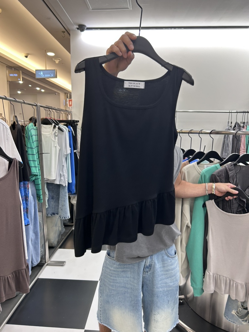 LADYBLACK/THE BLACK韓國直郵女裝新款休閑吊帶背心荷葉邊無袖LADYBLACK/THE BLACK吊帶/背心圖色2