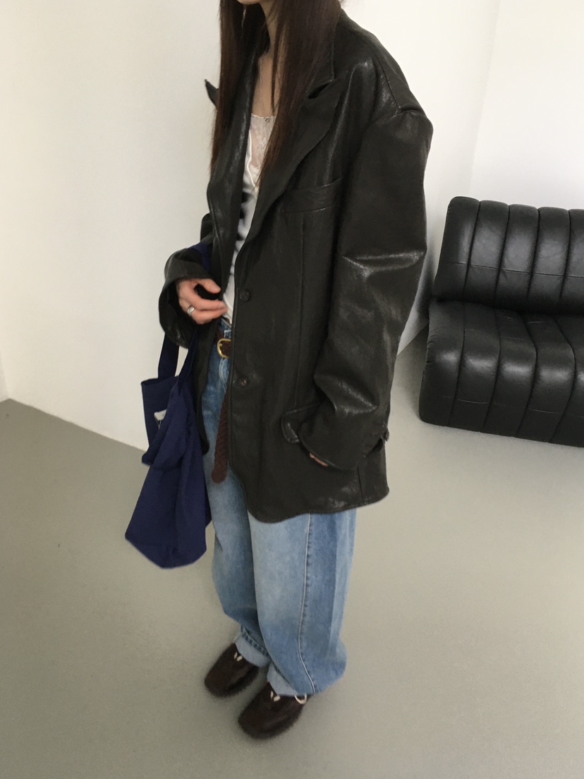 MINIMUZE東大門實拍女裝新款休閑真品人氣皮衣金屬絲皮革MINIMUZE皮衣
