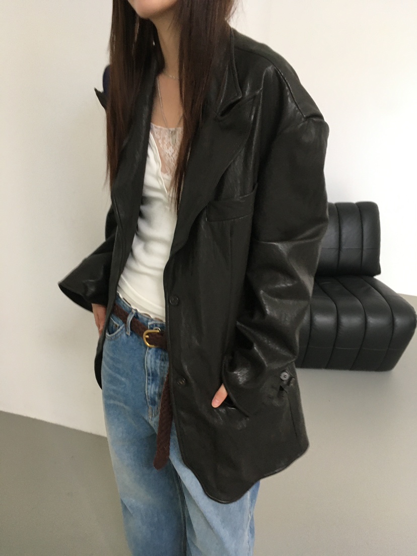 MINIMUZE東大門實拍女裝新款休閑真品人氣皮衣金屬絲皮革MINIMUZE皮衣