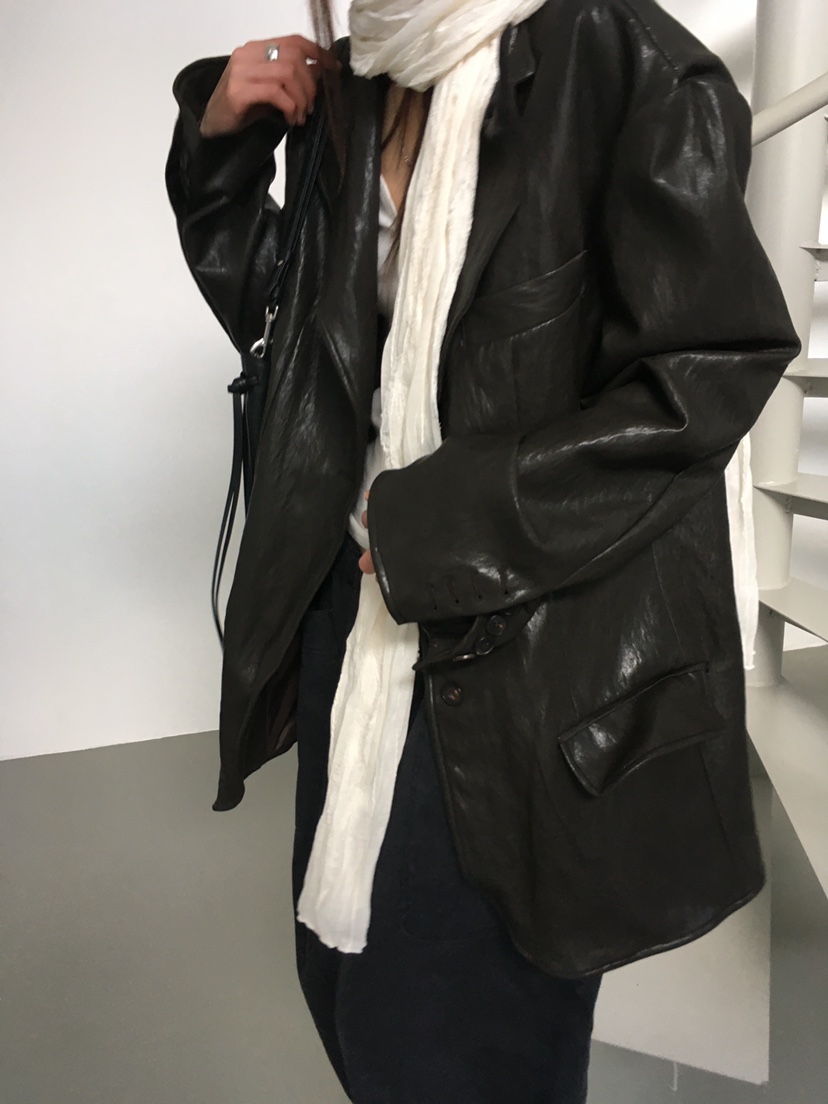 MINIMUZE東大門實拍女裝新款休閑真品人氣皮衣金屬絲皮革MINIMUZE皮衣