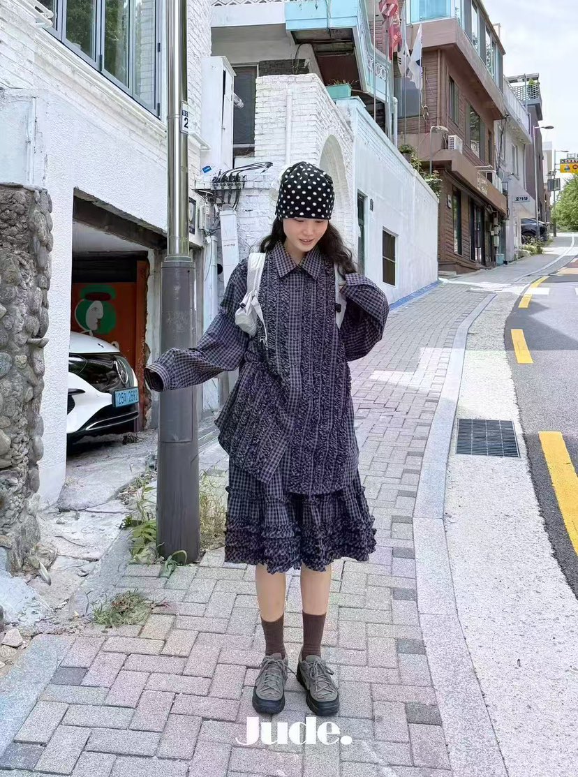 HEYJUDE東大門代購女裝新款熱賣真品人氣休閑襯衫蕾絲衫格子HEYJUDE襯衫/蕾絲衫