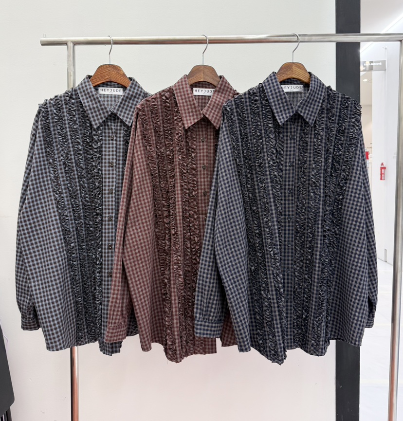 HEYJUDE東大門代購女裝新款熱賣真品人氣休閑襯衫蕾絲衫格子HEYJUDE襯衫/蕾絲衫