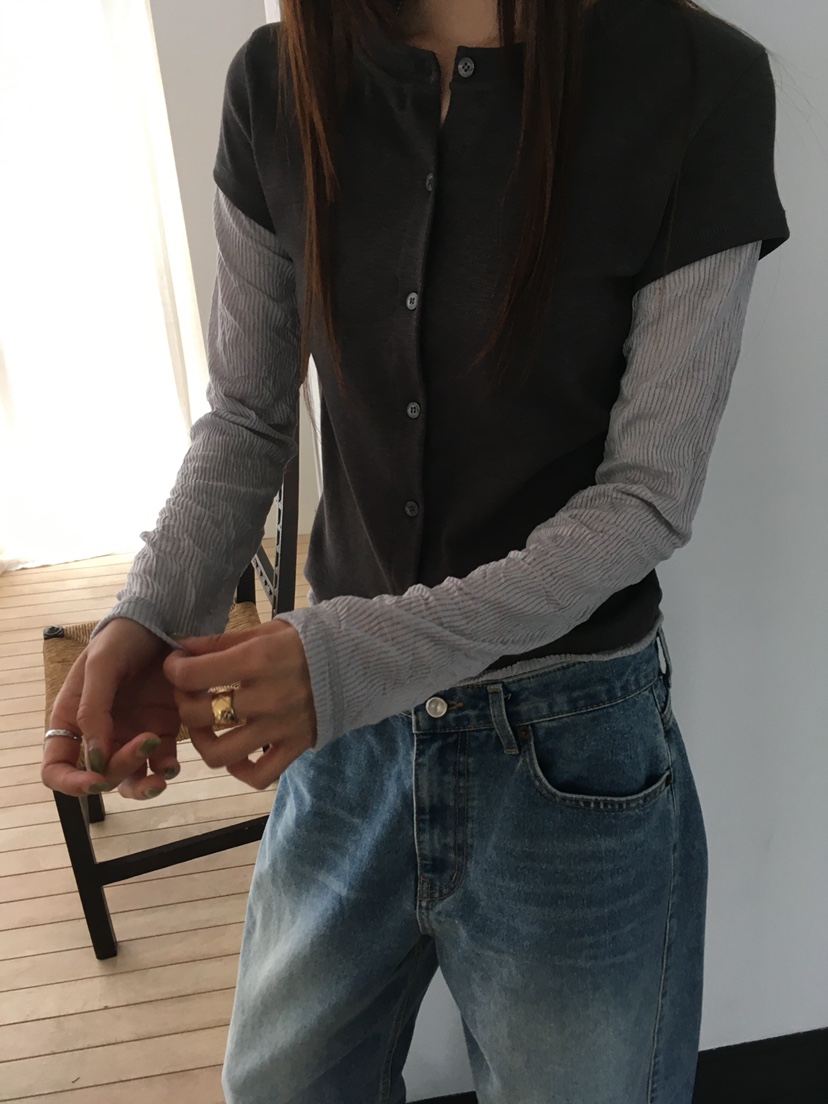 MINIMUZE韓國直郵女裝新品真品人氣休閑時尚推薦長袖T恤雙層MINIMUZE長袖T恤