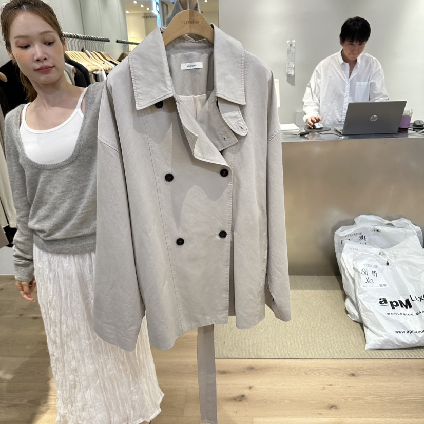 VERVEINE東大門實拍女士新款熱賣真品休閑夾克含腰帶水洗VERVEINE夾克圖色1