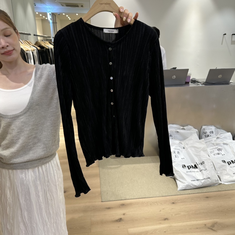 VERVEINE韓國代購女士新款時尚推薦真品熱賣開衫褶邊開衫VERVEINE開衫圖色3
