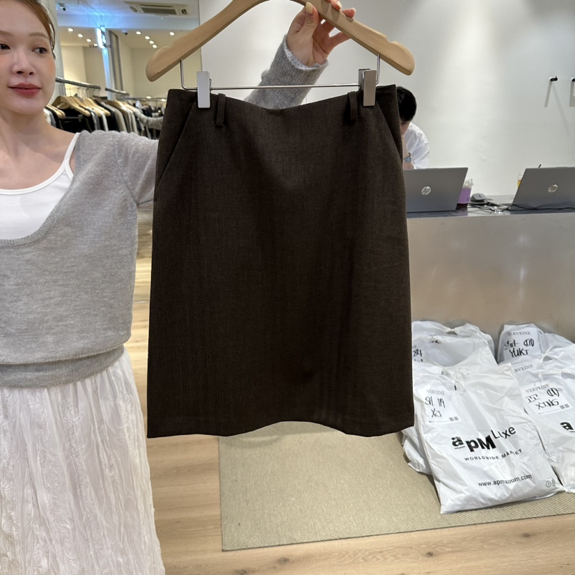 VERVEINE韓國直郵女士新品時尚休閑推薦真品半身裙中短裙VERVEINE半身裙/中短裙圖色2棕色