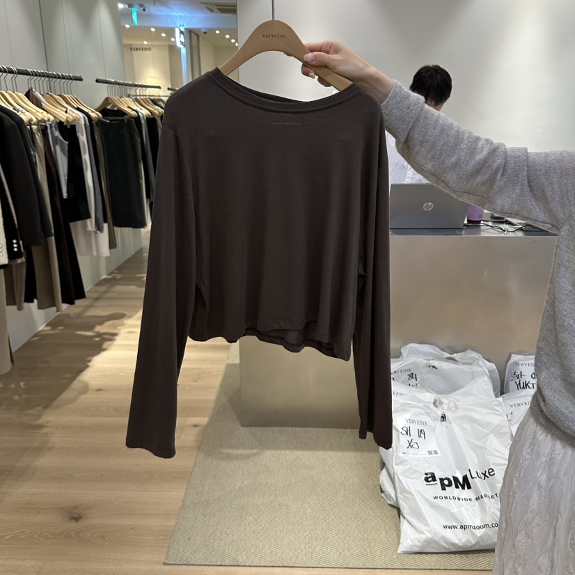 VERVEINE東大門直郵女裝新品人氣時尚推薦長袖T恤莫代爾柔軟VERVEINE長袖T恤圖色3