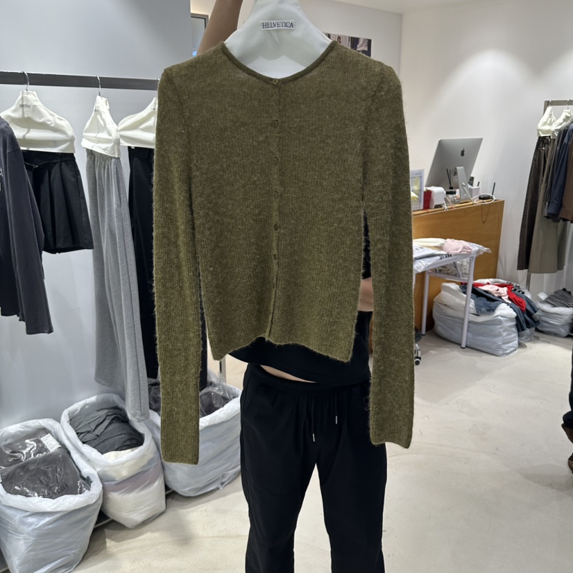 X東大門代購女裝新品休閑熱賣時尚人氣針織衫羊駝毛開衫羅紋HELVETICA針織衫圖色3