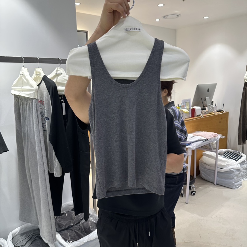 X東大門直郵女士新品人氣時尚推薦真品休閑熱賣吊帶背心無袖HELVETICA吊帶/背心圖色2灰色