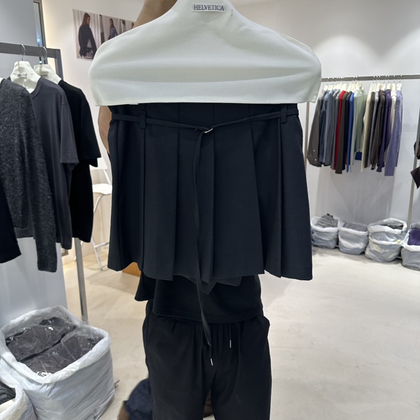 X東大門代購女士新款休閑人氣時尚真品熱賣推薦裙褲含腰帶HELVETICA裙褲圖色2墨