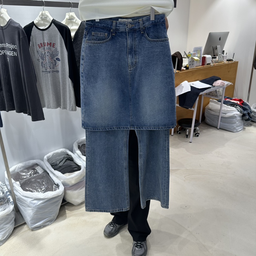 X東大門代購女士新品推薦真品休閑人氣熱賣時尚裙褲層疊HELVETICA裙褲圖色1
