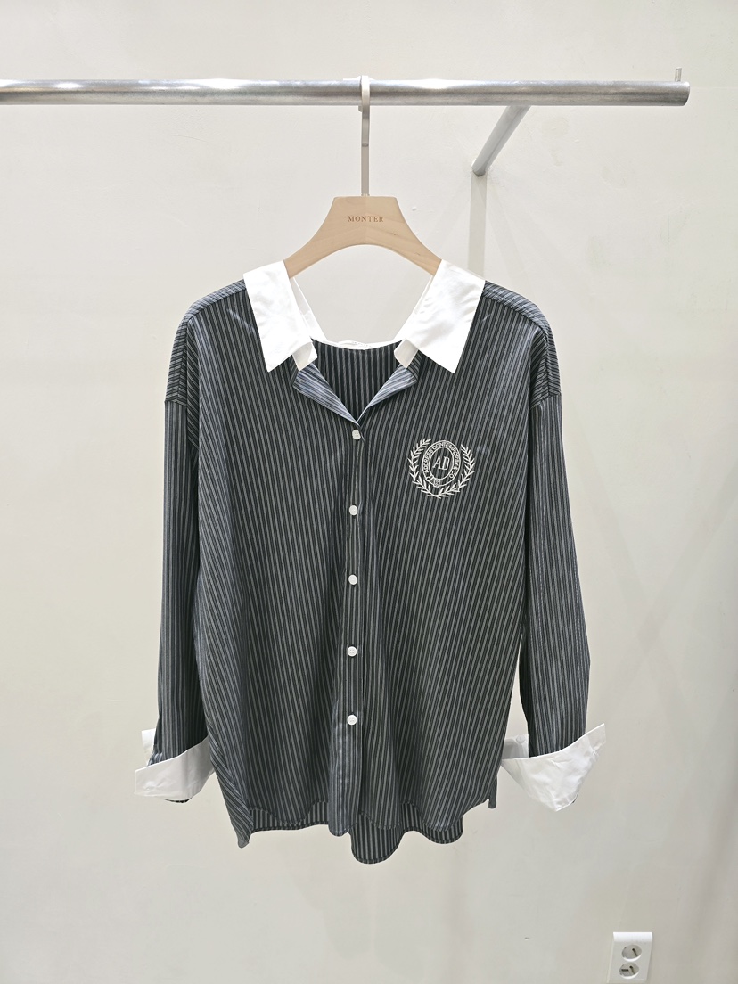 MONTER韓國代購女士新款熱賣推薦休閑真品襯衫蕾絲衫刺繡MONTER襯衫/蕾絲衫圖色1