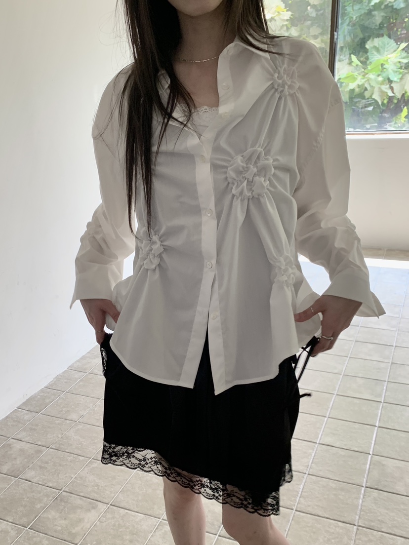 ENHANCE東大門實拍女士新款時尚真品休閑推薦襯衫蕾絲衫刺繡ENHANCE/HOPESMORE襯衫/蕾絲衫