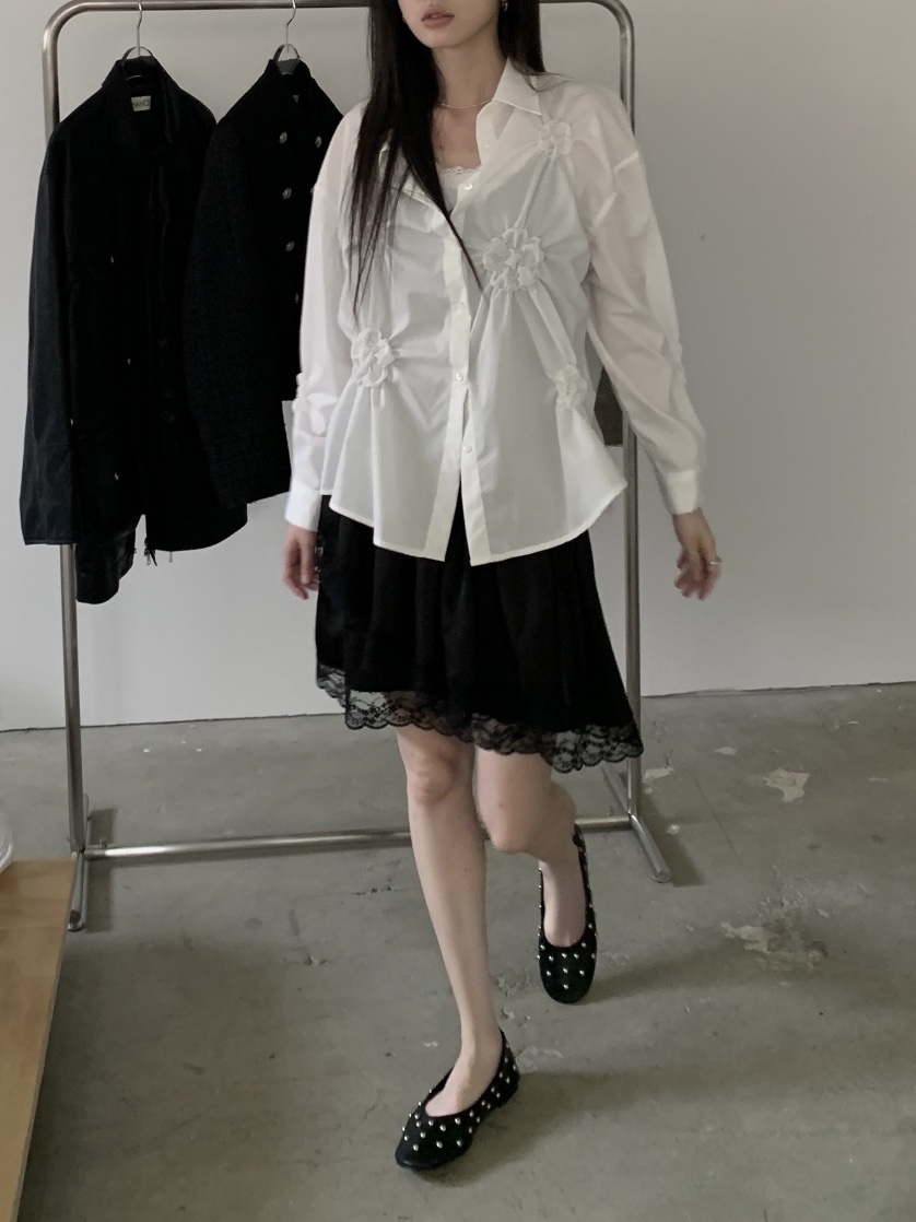 ENHANCE東大門實拍女士新款時尚真品休閑推薦襯衫蕾絲衫刺繡ENHANCE/HOPESMORE襯衫/蕾絲衫