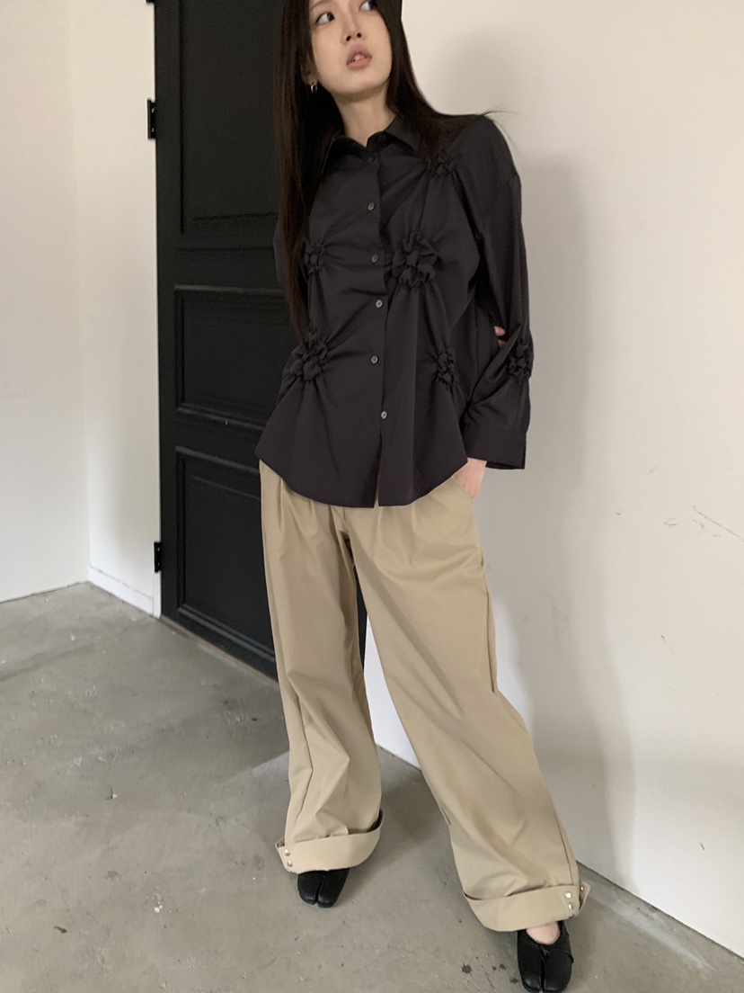 ENHANCE東大門實拍女士新款時尚真品休閑推薦襯衫蕾絲衫刺繡ENHANCE/HOPESMORE襯衫/蕾絲衫