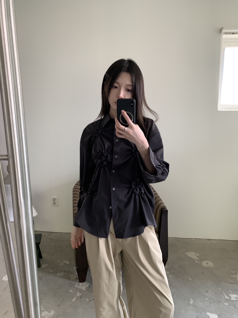 ENHANCE東大門實拍女士新款時尚真品休閑推薦襯衫蕾絲衫刺繡ENHANCE/HOPESMORE襯衫/蕾絲衫