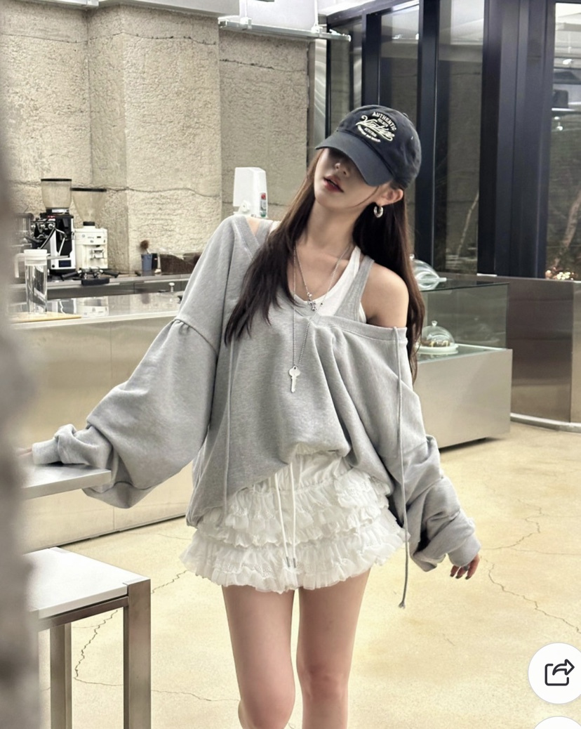 OKIE東大門實拍女士新款推薦時尚真品衛衣不含內搭抽繩雙面OKIE衛衣