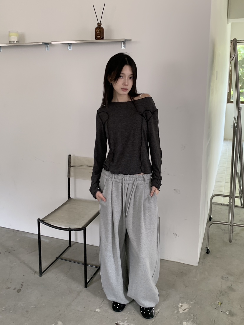 ENHANCE東大門實拍女士新品人氣休閑熱賣推薦長袖T恤波紋ENHANCE/HOPESMORE長袖T恤