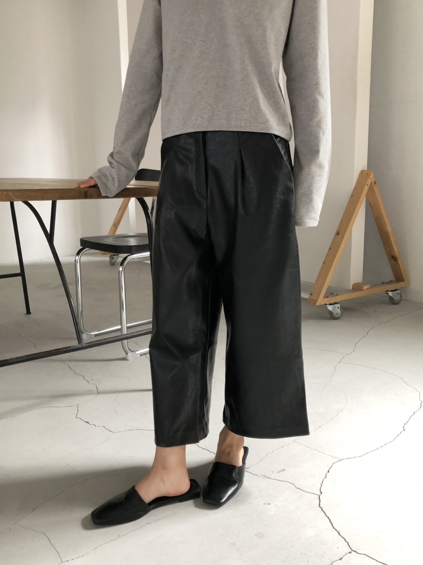 MOSMOS東大門實拍女裝新款真品時尚休閑人氣推薦休閑褲皮革MOSMOS休閑褲
