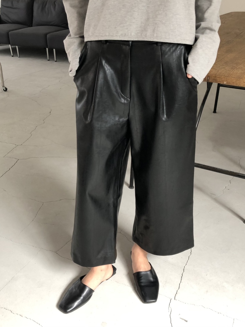 MOSMOS東大門實拍女裝新款真品時尚休閑人氣推薦休閑褲皮革MOSMOS休閑褲
