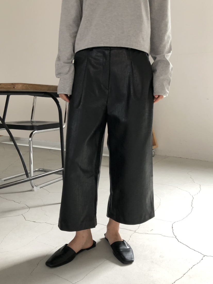 MOSMOS東大門實拍女裝新款真品時尚休閑人氣推薦休閑褲皮革MOSMOS休閑褲