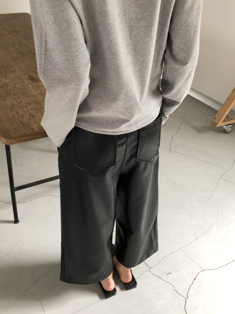 MOSMOS東大門實拍女裝新款真品時尚休閑人氣推薦休閑褲皮革MOSMOS休閑褲