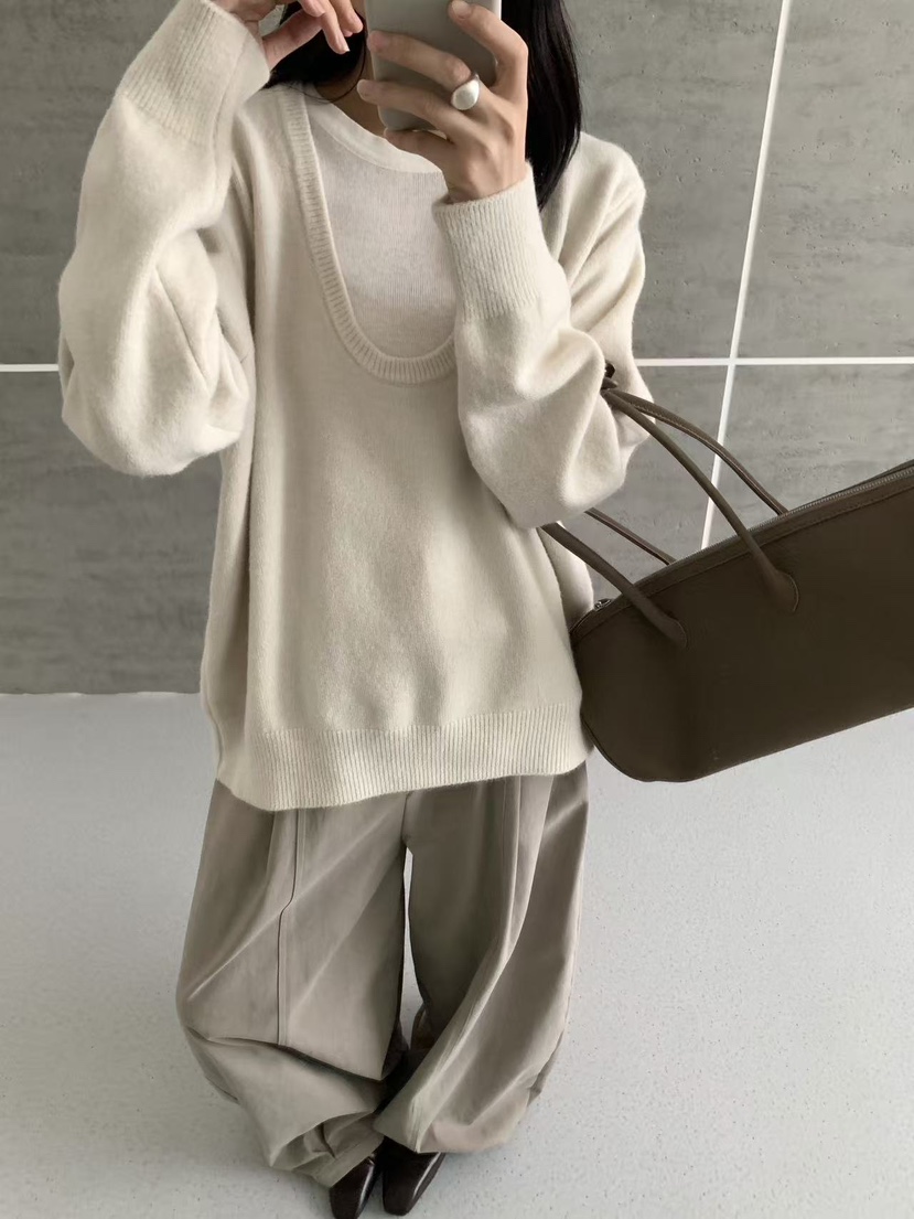 BONHEUR東大門實拍女士新款熱賣真品人氣推薦時尚針織衫U領BONHEUR針織衫