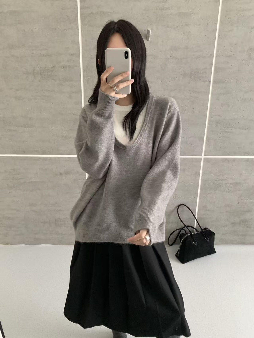 BONHEUR東大門實拍女士新款熱賣真品人氣推薦時尚針織衫U領BONHEUR針織衫