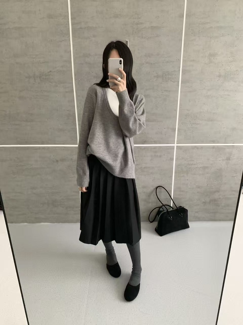 BONHEUR東大門實拍女士新款熱賣真品人氣推薦時尚針織衫U領BONHEUR針織衫