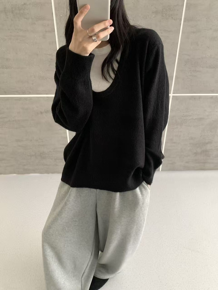 BONHEUR東大門實拍女士新款熱賣真品人氣推薦時尚針織衫U領BONHEUR針織衫