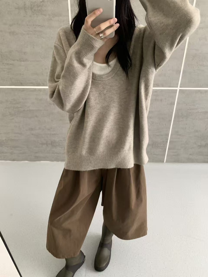 BONHEUR東大門實拍女士新款熱賣真品人氣推薦時尚針織衫U領BONHEUR針織衫
